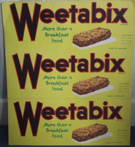 Weetabix advert from Harry Hobbs' Market Lavington shop