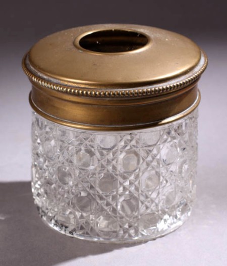 Edwardian glass and gold coloured jar